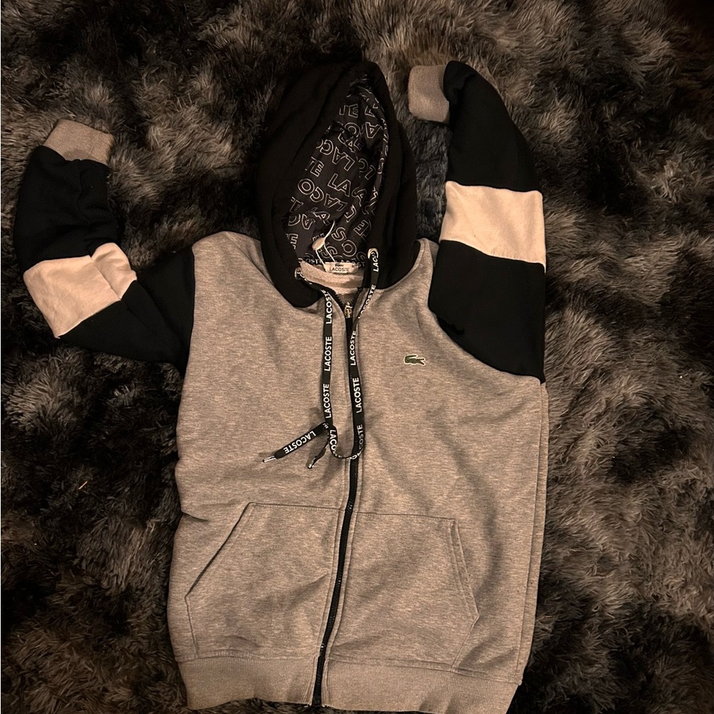 Lacoste Gray and Black Hoodie